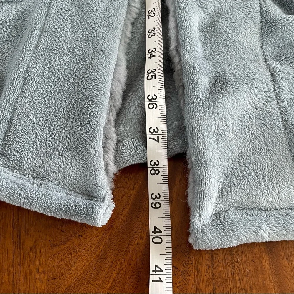 PB Teen Luxury Plush Robe Blue Faux Fur Shawl Collar One Size Belted Cozy Soft